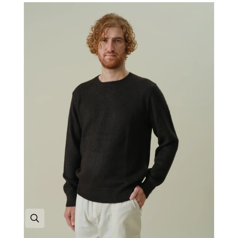 Industry of All Nations Undyed Alpaca Crewneck Sweater Mens Brown Medium